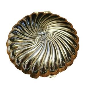 Vintage Partylite travel Gold tone metal clam shell tea light candle holder